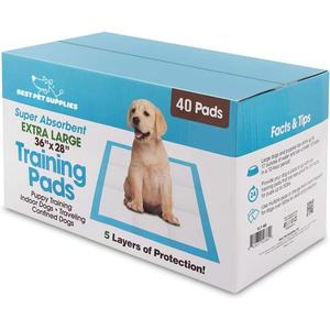 Best Pet Supplies XL Puppy Pads 40 Count - Super Absorbent Dog Training Pads, Quick-Dry, Odor Control, Disposable Pee Pads, Leak-Proof Wee Wee Pads for Indoor Dogs  Baby Blue XL, 40 Pack