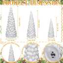 Set of 3 White Ceramic Christmas Trees That Light up Glitter LED Small Christmas Tree Porcelain Tabletop Light up Xmas Figurines Modern Decor Battery Operated for Home Indoor Xmas Gift Party
