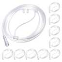 Anglechic 10 Pack 4Ft Adult Oxygen Nasal Cannula, Soft Oxygen Tubing for Adult, Cannula Nasal Tubing with Soft Curved Nose Piece, High Flow Lightweight Tube (Transparent)