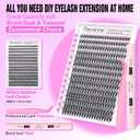 Pawotence Lash Extension Kit DIY 280pcs Individual Lash Clusters Kit 30D Natural 8-15mm Cluster Eyelash Extensions Kit with Lash Bond and Seal, Lash Tweezers for Self Use (30D, 0.07D, 8-15mm, Kit)