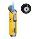 PIPITA Torch Windproof Butane Gas Lighter - Jet Single Flame Metal Lighter, Adjustable Flame and Refillable Fuel (Yellow)