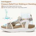 Womens Orthopedic Walking Hiking Sandals with Arch Support for Plantar Fasciitis Relief, Adjustable Strap Quick-Dry Non-Slip Lightweight Summer Outdoor Beach Shoes (Beige, M)