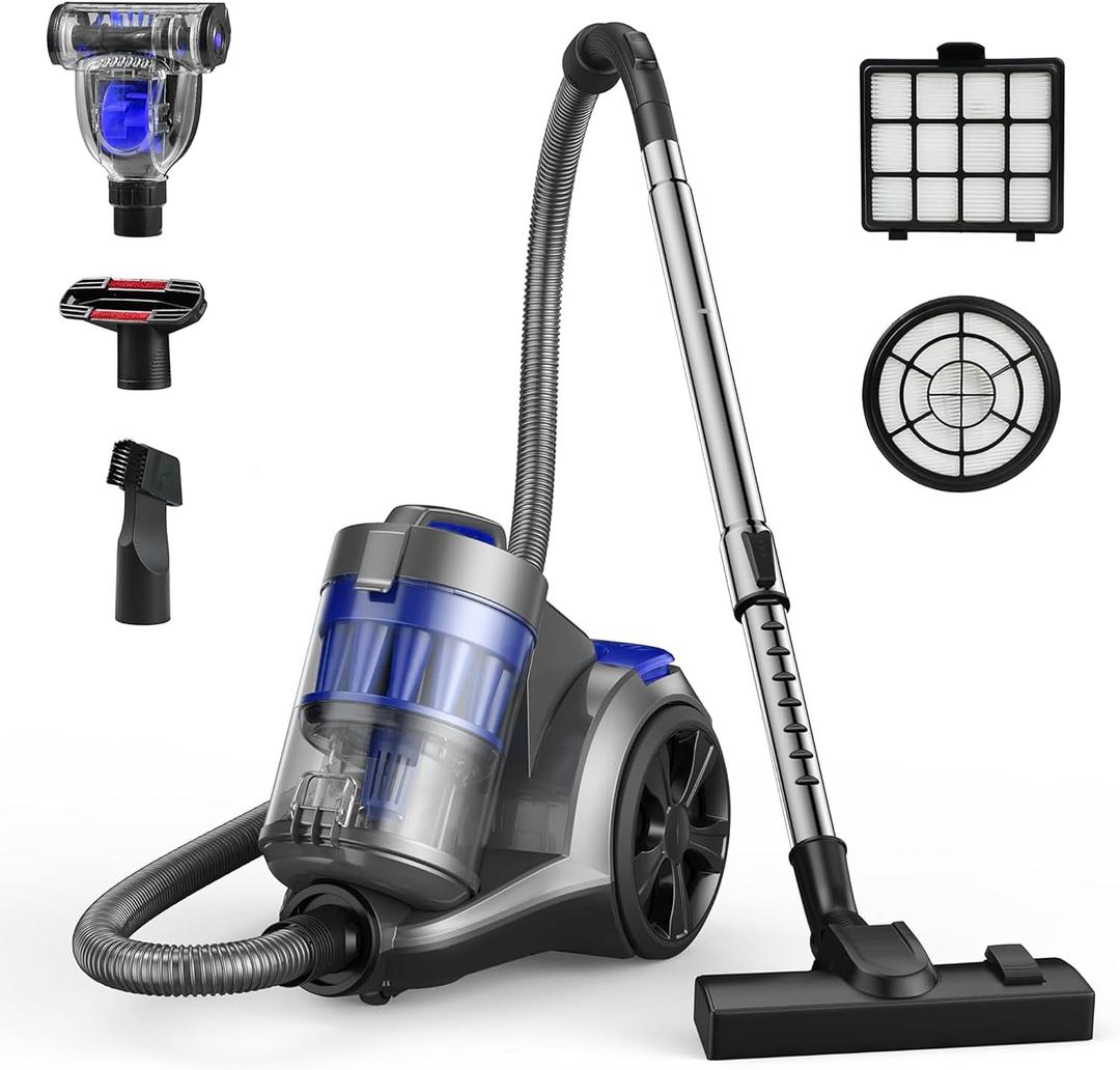 Canister Vacuum Cleaner, 1700W 45Kpa Bagless HEPA Vacuum