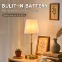 Height Adjustable Cordless Table Lamp Rechargeable Gold, 5200mAh Battery Operated, Stepless Dimming & Touch Control, Wireless Decor Lamp for Bedroom, Dining Table, Counter, Living Room (2, Gold)
