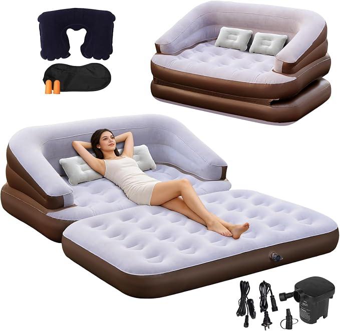 Onirii Inflatable Sofa Bed with Air Pump
2-in-1 Portable Blow-Up Air Couch,Inflatable Couch Bed and Folding Air Mattress for Home,Camping,and Guests