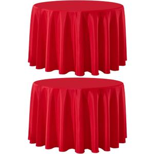 2 Pack Red Round Tablecloths 120 Inch for Dining Tables
Washable Decorative Linen Polyester Table Cover for Banquets Buffets Parties and Weddings