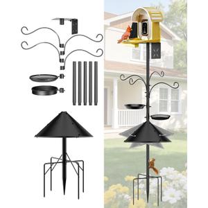 Bird Feeder Pole Squirrel Proof, 92 Inch Heavy Duty Bird Feeder Pole for Outdoor Feeding Station with Stable Base (House Not Included)