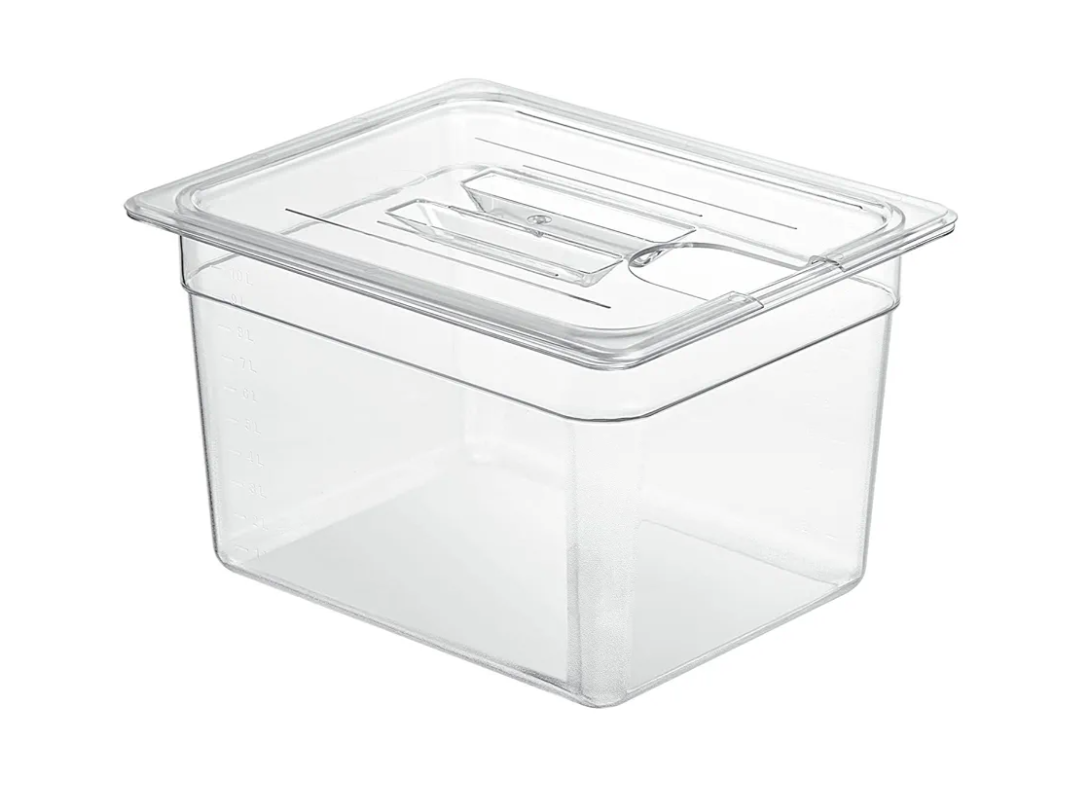 Sous Vide Container with Lid 11 Liter/12 Quarts for Virtually All Immersion Circulators Cookers Crystal Clear Transparent Polycarbonate Accessories Kit (12 Quats with Lid)