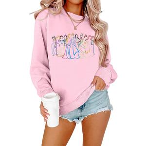 BANGELY Magical Sweatshirt Women Cute Embroidered Magic Princess Sweater Family Vacation Shirt Casual Long Sleeve Top, Pink , Size M