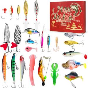 Christmas Advent Calendar 2025 for Men - Fishing Holiday Gift for Adults, 24 Lure Boxes Countdown Calendar to Christmas Gift for Father, Grandpa, Son