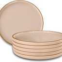 Mora Ceramic Flat Dinner Plates Set of 6, 10.5 in High Edge Dish Set - Microwave, Oven, and Dishwasher Safe, Scratch Resistant, Modern Dinnerware- Kitchen Porcelain Serving Dishes - Chai