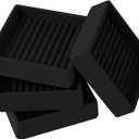 2x2 Square Rubber Furniture Caster Cups, Anti-Sliding Furniture Pads Bed Stopper Floor Protectors with Grip - Protect Any Flooring (4 Pcs Black)