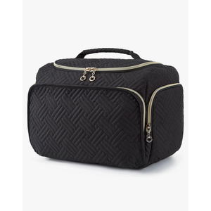 Travel Toiletry Bag, Cosmetic Bag for Women,Large Wide-open and Portable Travel Bag for Toiletries, Makeup Cosmetic Travel Bag with Handle, Black-L