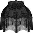 VIHOSE Victorian Scallop Lamp Shade Classic Large 7.5" Top x 15.8" Bottom x 15 "high Replacement Lamp Shade with Tassels and Fringe Finial Fit Bell Shape Scallop Fringe