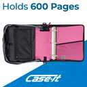 Case-it Mighty Zip Tab Zipper Binder, 3" O-Ring with 5-Color tabbes, Expanding File Folder and Shoulder Strap and Handle, D-146-Light Pink