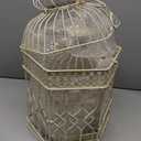Deco 79 Metal Scroll Birdcage Distressed Wire with Latch Lock Closure and Hanging Hook, Set of 2 21", 18"H, Cream
