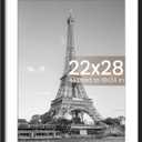upsimples 22x28 Poster Frame, Display Pictures 18x24 with Mat or 22 x 28 Without, Wall Hanging Picture Frames, Black, Pack of 1