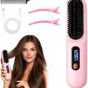 Go Brush Pro for Short Hair, 2026 Upgraded Cordless Straightening for Home Travel, Hair Straightener Brush for Women, Portable Electric Hot Comb with 1-Min Fast Heat, 4000mAh Type-C Rechargeable