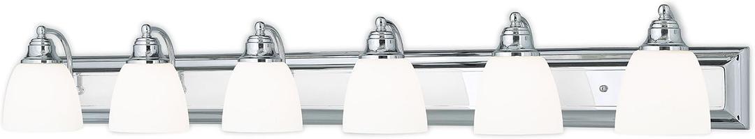 Livex Lighting 10506-05 Transitional Six Light Bath Vanity from Springfield Collection Finish, Polished Chrome, 48 x 7 x 7