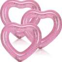 3 Pieces Inflatable Heart Pool Float, Glitter Inflatable Swim Rings Bachelorette Party Pool Float Tube, Heart Shaped Summer Swimming Ring, Water Beach Party for Adults ﻿ ﻿