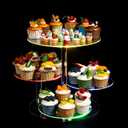 OceanWings 4 Tier Acrylic Cupcake Stand with LED Light,Colorful Round Cupcake Holder Dessert Tower for Birthday Bar Anniversaries Weddings Party Decor (4-Tier Round)