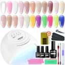 JODSONE Builder Gel Nail Kit with U V Light Base Top Coat 21 Colors High Shine Builder Gel and 100 PCS Extension Stickers (20color-BG-kit)