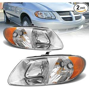AS 2001 2002 2003 2004 2005 2006 2007 Dodge Caravan Headlight Assembly Grand Caravan Chrysler Town & Country w/ 113.3 inch Short-Wheelbase(NOT FOR long-wheelbase 119.3-inch) Clear Lens Chrome Housing