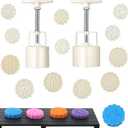 Boao 14 Pieces Bath Bomb Mold Kit Plastic Moon Cake Flowers Mold Supplies Press Includes 2 Pcs Shower Steamer Bath Bombs Press with 12 Pieces Stamps for Supply Making DIY Tools
