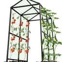 Metal Garden Arch Trellis for Climbing Plants Outdoor, 7.1FT Extra Tall Cucumber Trellis for Raised Bed, Plant Trellis for Vegetable Fruit Flower VineBlack