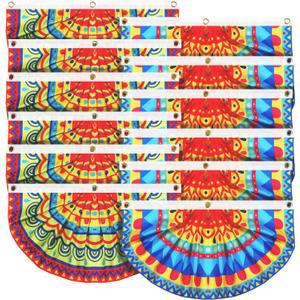 12 Pcs Mexican Party Decoration Luau Party Banner Fiesta Pleated Bunting Flag Cinco De Mayo Flag Fiesta Fan Porch Flag for Summer Pool Mexican Wedding Birthday Party Supplies, 2 Styles 3 x 1.5 ft
