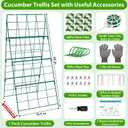 ROADPLUM Cucumber Trellis for Raised Garden Bed, Outdoor Sturdy Metal A-Frame Cucumber Trellis Support for Climbing Plants Vegetables and Fruits with Accessories, Easy installation and Easy Harvesting