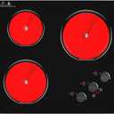 GIHETKUT Electric Cooktop, 220V 5000W Stove Top, 9 Power Levels, Kids Lock & Timer, Hot Surface Indicator, Overheat Protection,knob and touch control 3 Burner Electric cooktop, counter top stove