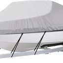 iCOVER Trailerable Boat Cover- 14'-16' Heavy Duty Waterproof Tarp Covers, Fits V-Hull, Fish&Ski, Pro-Style, Fishing, Runabout, Bass Boats, up to 14ft-16ft Long and 68" Wide