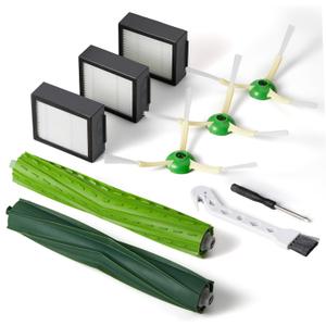 Replacement Parts & Accessories for iRobot E, I & J Series, Combo i5, j5 Series Robot Vacuum, Dual Multi-Surface Rubber Brushes & 3 HEPA Filter & 3 Edge-Sweeping Brushes (10 Pack)
