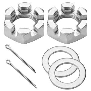 2 Set Trailer Axle Nut Kit Castle Nut Kit- 1 Washer & Cotter Pins Compatible with 1 Shaft Spindle Nut Kit for Trailer, RV and Boats