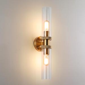 2 Light Bathroom Vanity Light Brushed Bronze, Bathroom Light Fixtures Side Mirror,Hallway Vanity Lights Fixtures, Modern Wall Lamp for Bedroom with Glass Shade