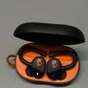 Skullcandy Push Play Active Wireless Earbuds, Bluetooth Headphones, Noise Isolating Fit, 34 Hrs Battery, Secure-Fit Over-Ear Hanger, Sweat Water Resistant, Microphone for iPhone Android - Black/Orange