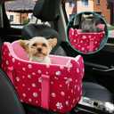 Cullaby Center Console Dog Car Seat for Small Dogs Under 15 lbs  Detachable Washable Dog Carrier, Pet Car Seat Travel Seats with Storage Pockets and Dog Safety BeltPink
