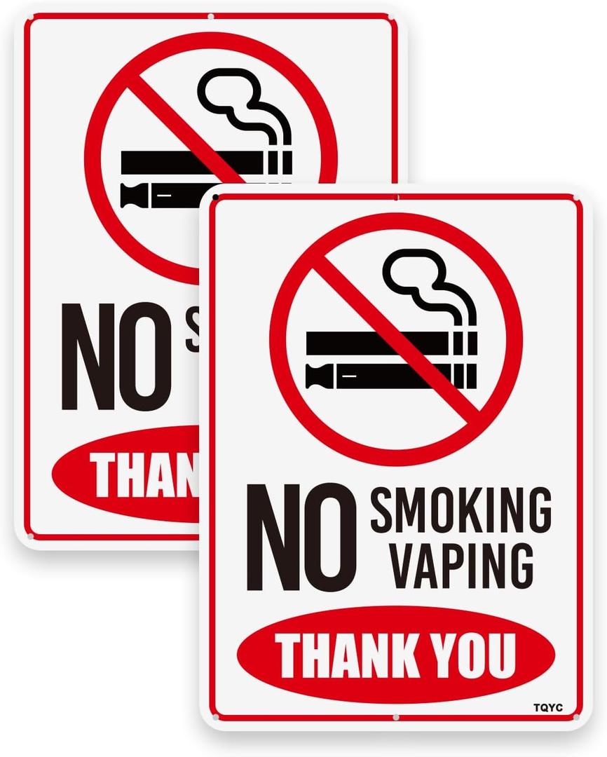 2 Pack No Smoking Signs for Business, PVC No Smoking Signs for Home, No Smoking Stickers with 4 Holes, No Smoking No Vaping Sign for Indoor & Outdoor, 6"x10"