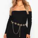 Glamorstar Chain Belts for Women Hollow Metal Waist Chain Belts Dress Belt for Her (Gold)