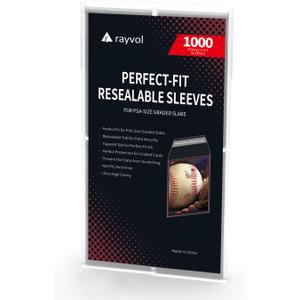 Rayvol Resealable Graded Card Sleeves for PSA Slabs, Exact Fit Sleeves for CSG, CGC, FGS, FCG and Similar (1000pcs)