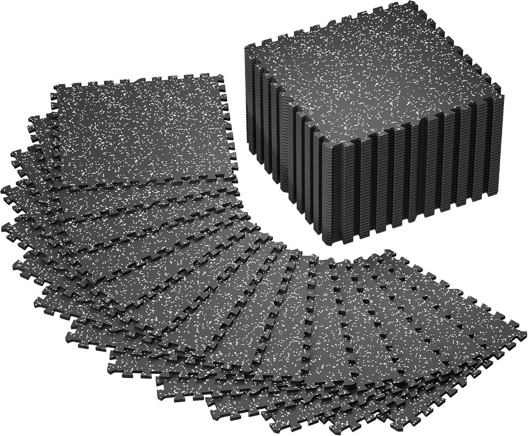 SUPERJARE 0.4'' Thick 24 Pcs 96 Sq Ft Rubber Top Exercise Equipment Mats