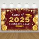 Graduation Decorations Congrats Grad Class of 2025 Backdrop - Maroon and Gold Grad Banner Background Photo Props Hanging Decorations for Indoor Outdoor 2025 Graduation Party Supplies(5X3ft)