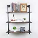 MBQQ Industrial Retro Pipe Shelf 30in 3 Tier Wall Mounted,Rustic Floating Shelves,Farmhouse Kitchen Bar Shelving,Home Decor Book Shelves,DIY Bookshelf Hanging Wall Shelves,Black