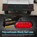Partsam 12v LED Truck Trailer Light Kit Waterproof,2x 6 Oval Red Stop Turn Tail Brake Lights+14.17" Red 3 Light 9 LED Stainless Steel ID Light Bar+(2xRed+2xAmber) 2" Round 4 LED Side Marker Lamps