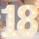 Pooqla 18th Birthday Decorations for Girls Boys, Light Up Number 18 for Party Table Decorations, 18th Birthday Gift for Her Him, Backdrop Wall Decor for 18th Wedding Anniversary Decoration (8.86 in)