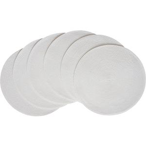 HODJOY placemat, Round Woven placemat for Indoor and Outdoor, 15", Set of 6 (White)