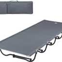 EVER ADVANCED Folding Camping Cot for Adults, Compact Sleeping Cots with Side Pocket, Portable Heavy Duty Foldable Camp Bed with Carry Bag for Outdoor, Travel, Grey