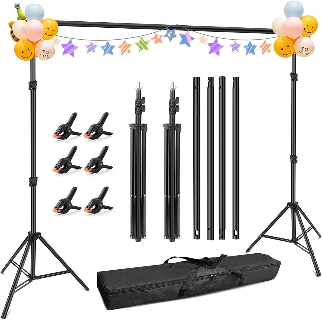 Hemmotop Photo Backdrop Stand, 10x7 ft Background Stand for Photoshoot, Adjustable Backdrops Support kit with Carry Bag for Parties, Photography, Projector Screen, Wedding, Decoration, Balloons