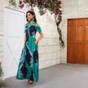 Women's Elegant Open Back Dress Women Sexy V-Neck Wedding Party Dress Fashion Cocktail Dress (Green-103)